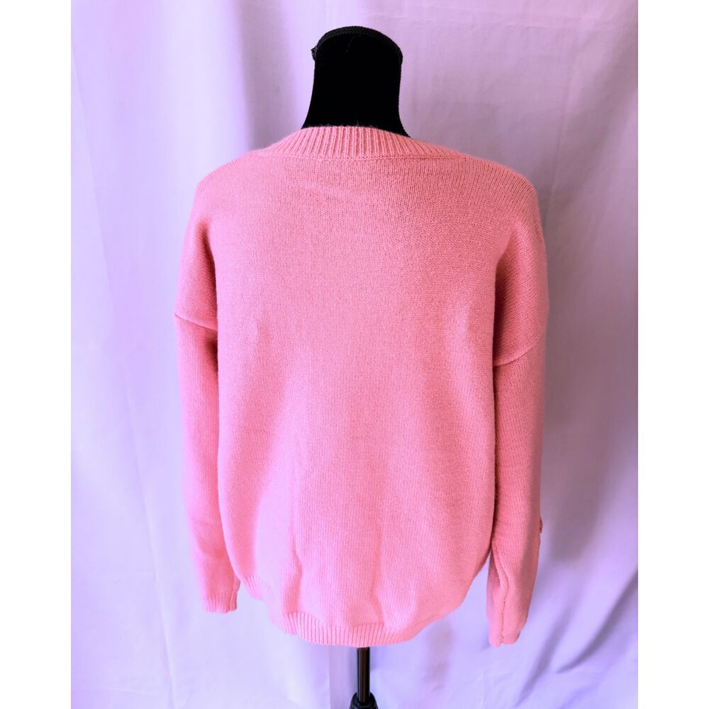 Women's XL Pink Crochet Flower Cardigan Sweater - Picture 5 of 6